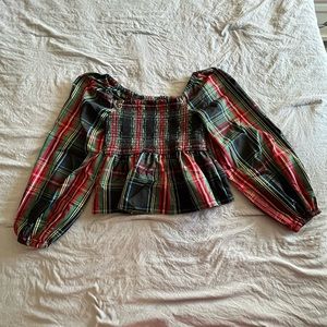 J Crew▪️Plaid Peplum Blouse